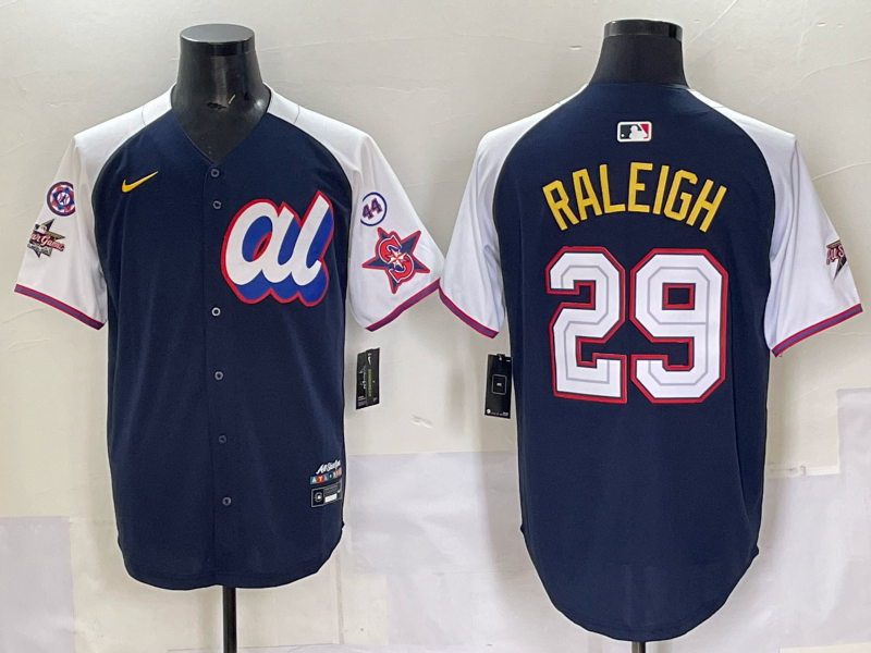 Men Seattle Mariners 29 Raleigh Blue MLB All star Nike 2025 Jersey style 0015